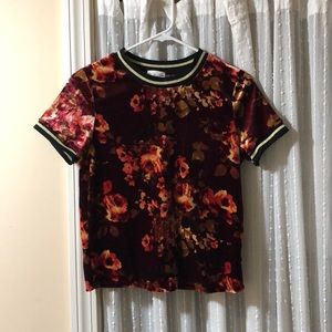 Floral velour short sleeve top